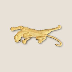 Vintage Matte Gold Large Panther Puma Brooch Pin